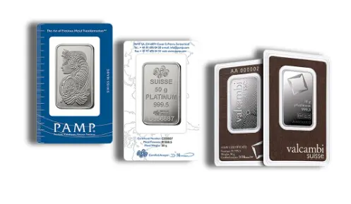 50 gram Platinum Bar Brand Varies