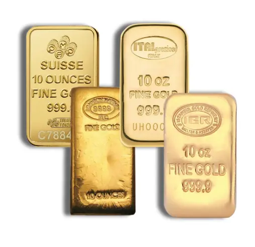 10oz Gold Bar Brand Varies .9999