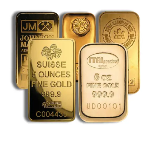 5oz Gold Bar Brand Varies .9999