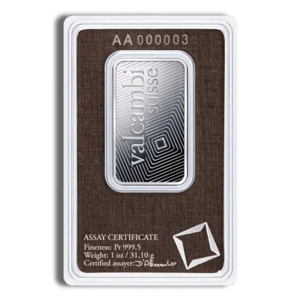 1oz Platinum Bar Valcambi (Carded)