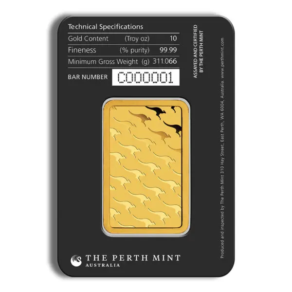 10oz Gold Bar Perth Mint (Carded)