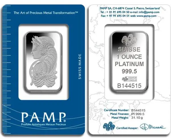 1oz Platinum Bar Brand Varies (Carded)