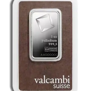 1oz Palladium Bar Valcambi (Carded)