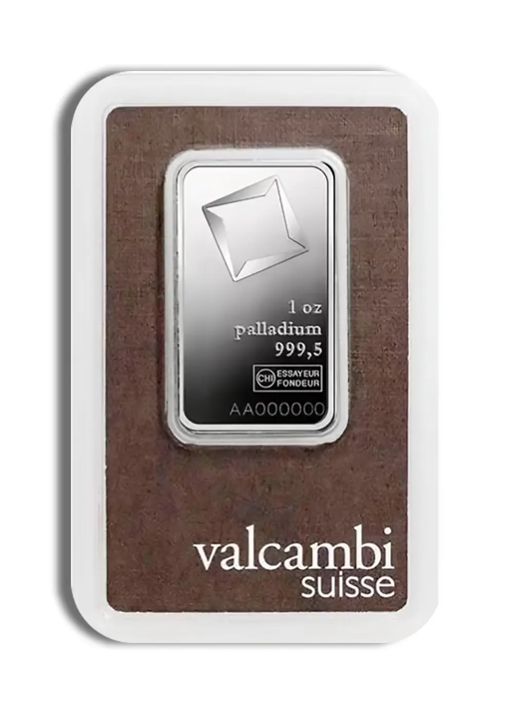 1oz Palladium Bar Valcambi (Carded)