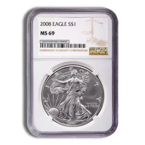 2008 Silver Eagle NGC MS69