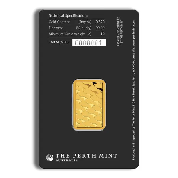 10 gram Gold Bar Perth Mint (Carded)