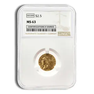 $2.5 Gold Indian Quarter Eagle NGC MS63