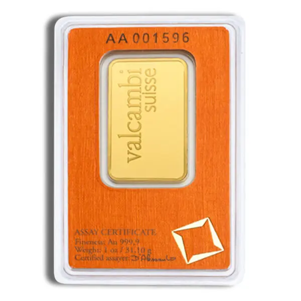 1oz Gold Bar Valcambi (Carded)