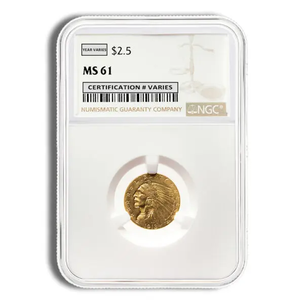 $2.5 Gold Indian Quarter Eagle NGC MS61