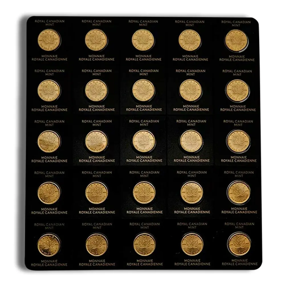 25 x 1 gram Canadian Maple Gold Coins