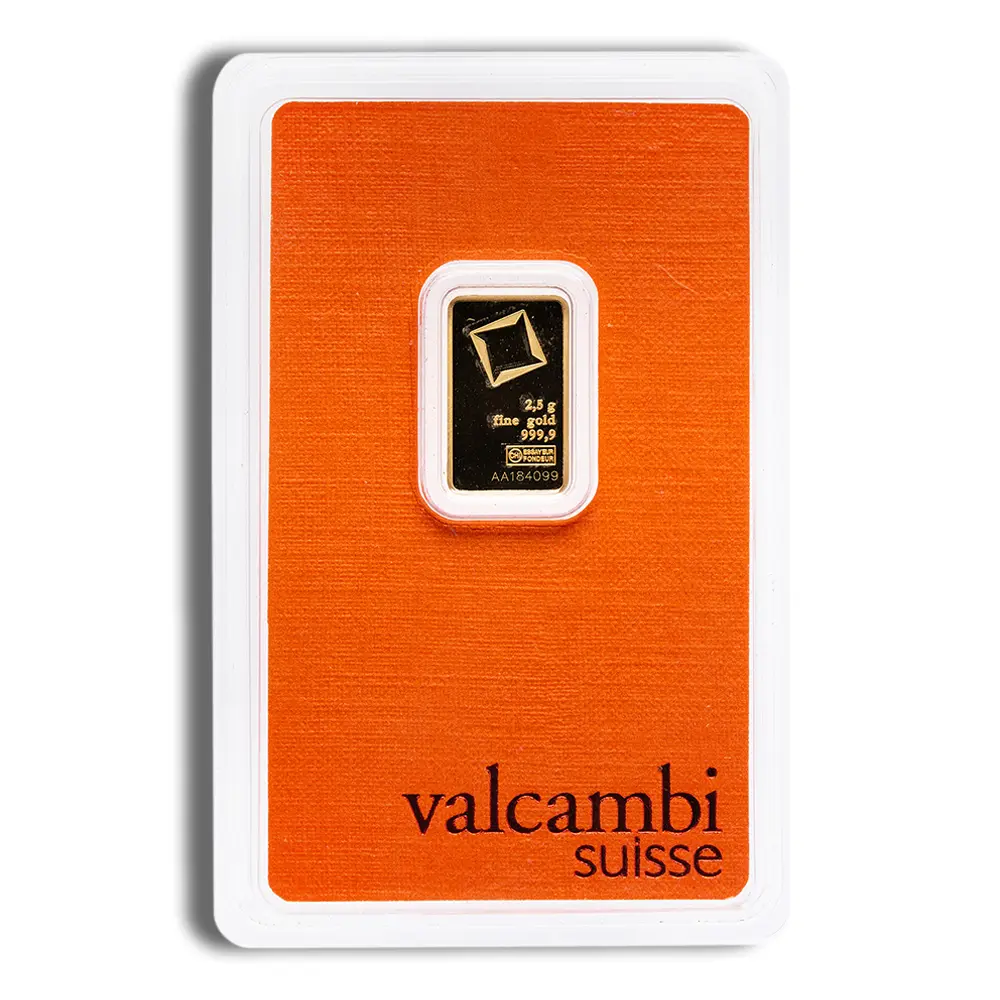 2.5 gram Gold Bar Valcambi (Carded)