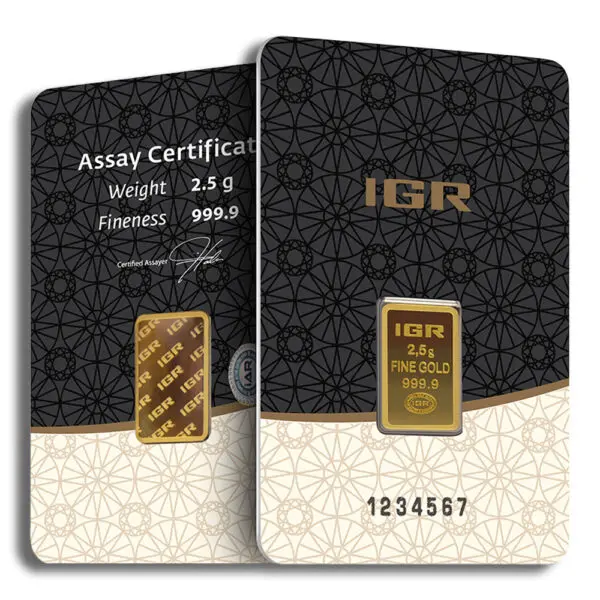 2.5 gram Gold Bar IGR Metals (Carded)