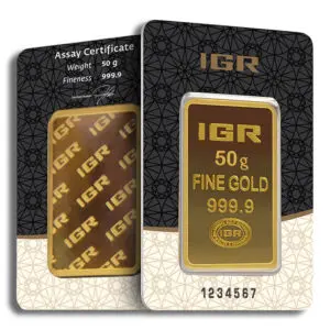 50 gram Gold Bar IGR Metals (Carded)