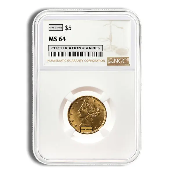 $5 Gold Liberty Half Eagle NGC MS64