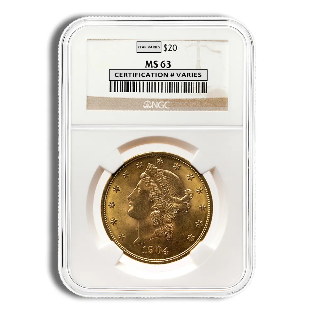 $20 Gold Liberty Double Eagle NGC MS63