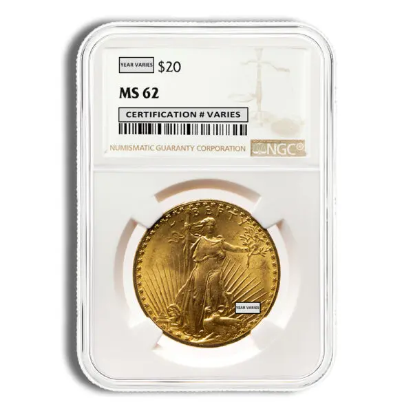 $20 Gold Saint-Gaudens Double Eagle NGC MS62