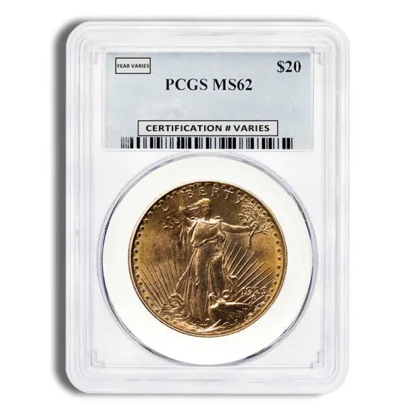 $20 Gold Saint-Gaudens Double Eagle PCGS MS62