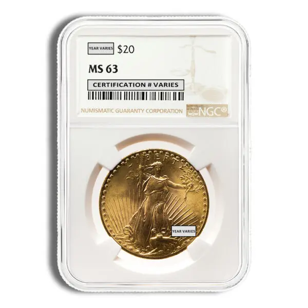 $20 Gold Saint-Gaudens Double Eagle NGC MS63