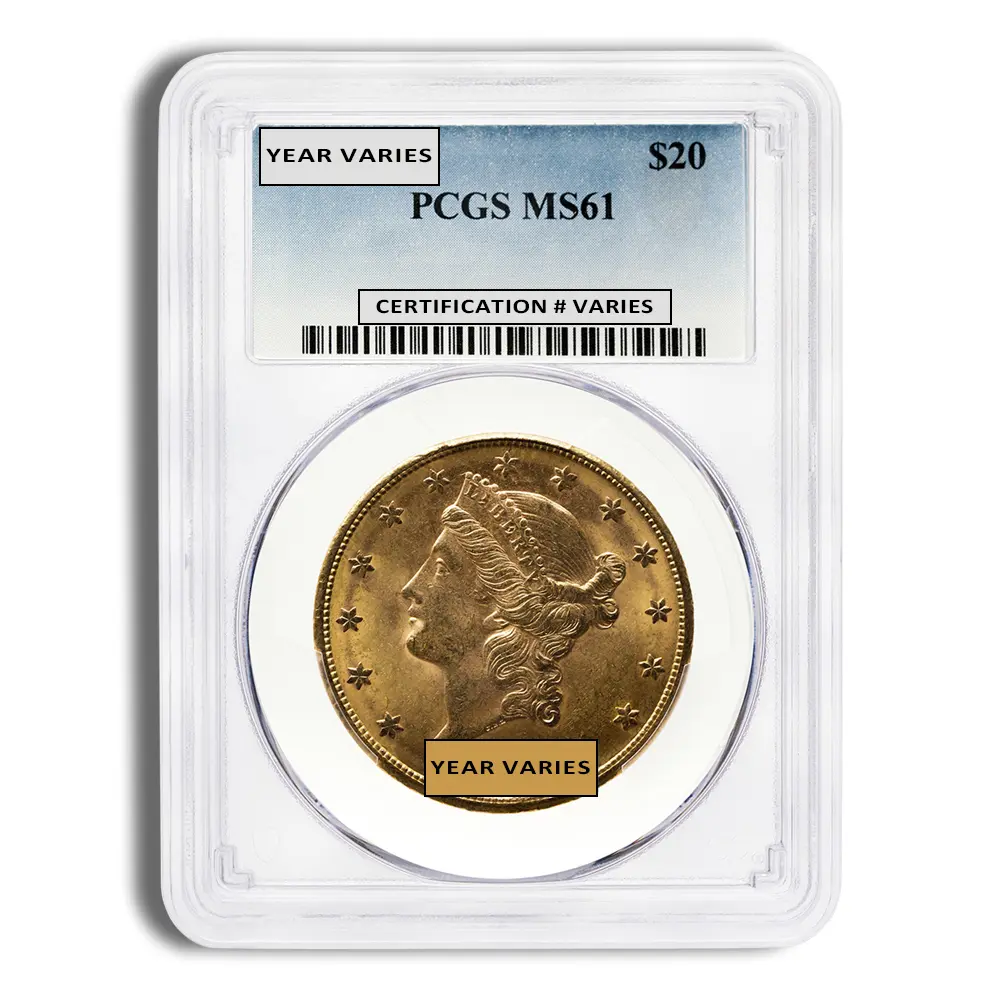 $20 Gold Liberty Double Eagle PCGS MS61