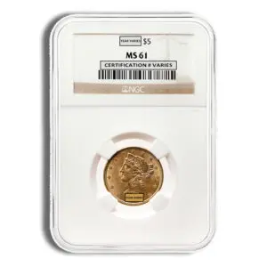 $5 Gold Liberty Half Eagle NGC MS61