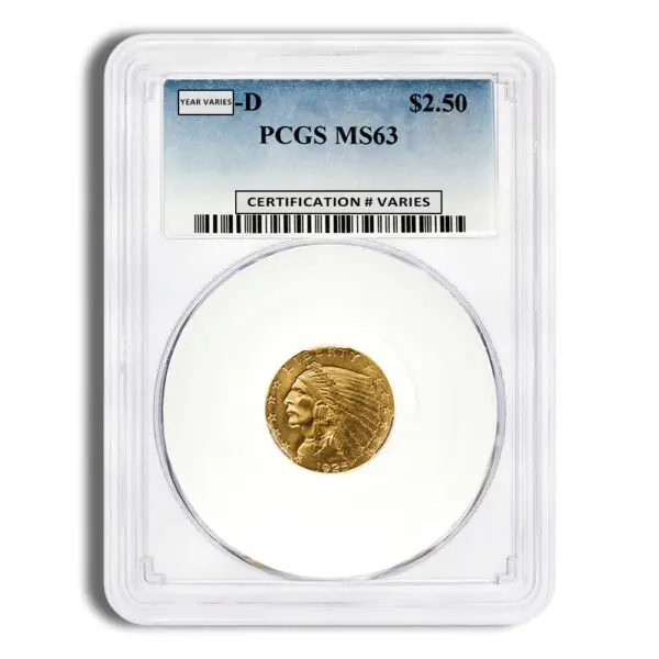 $2.5 Gold Indian Quarter Eagle PCGS MS63