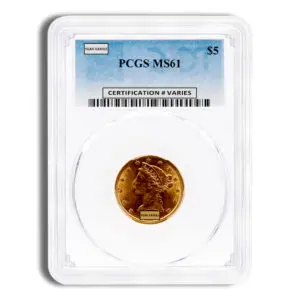 $5 Gold Liberty Half Eagle PCGS MS61