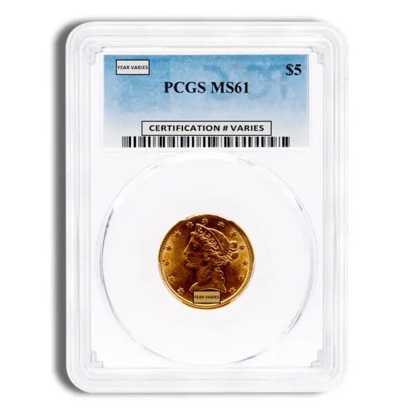 $5 Gold Liberty Half Eagle PCGS MS61