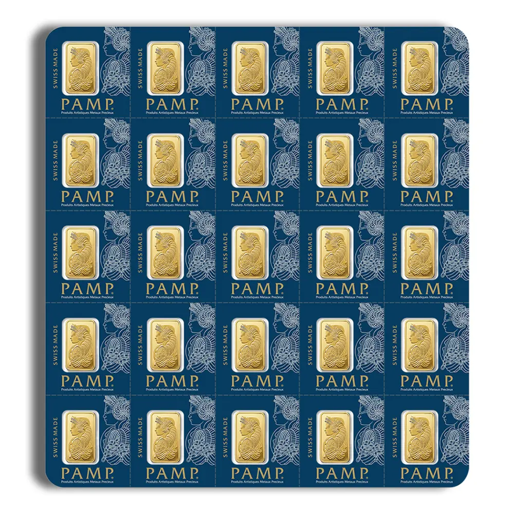 25 x 1 gram PAMP Gold Bar (Carded)