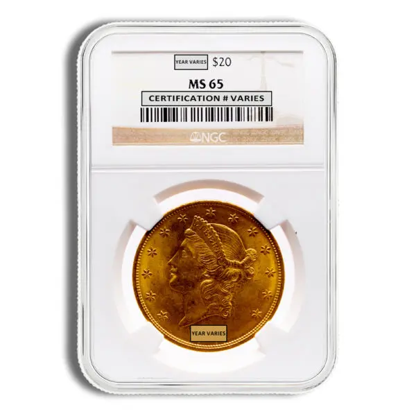 $20 Gold Liberty Double Eagle NGC MS65