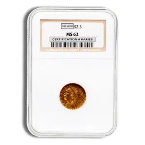 $2.5 Gold Indian Quarter Eagle NGC MS62