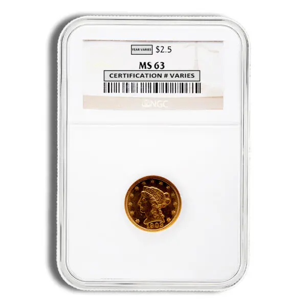 $2.5 Gold Liberty Quarter Eagle NGC MS63