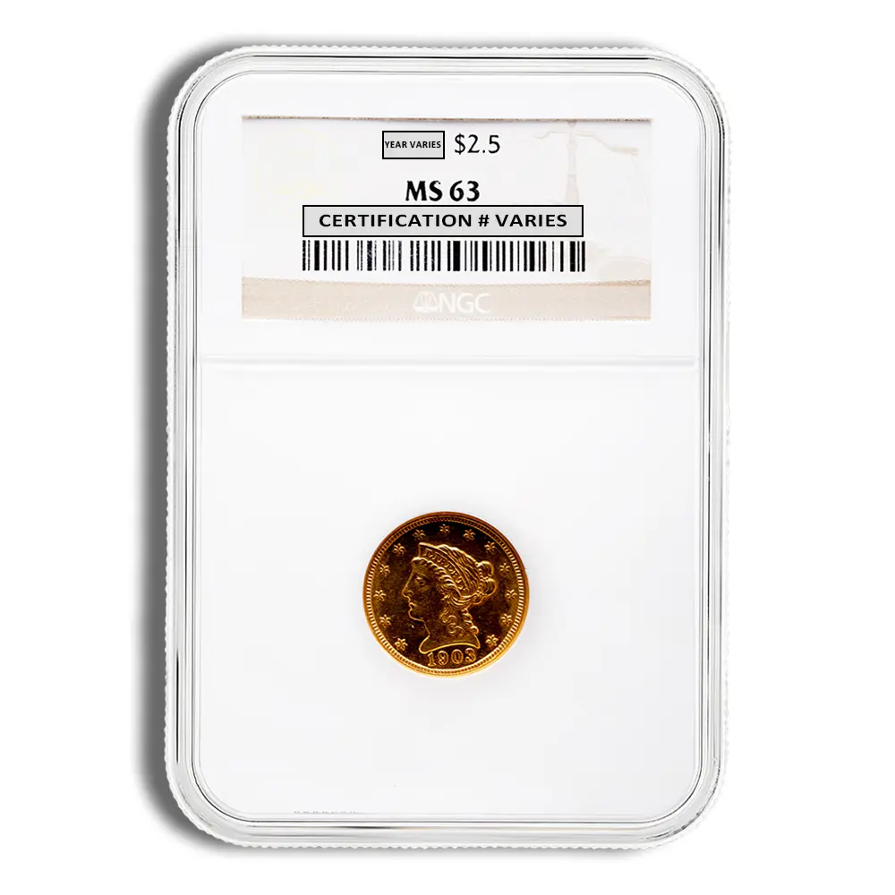 $2.5 Gold Liberty Quarter Eagle NGC MS63