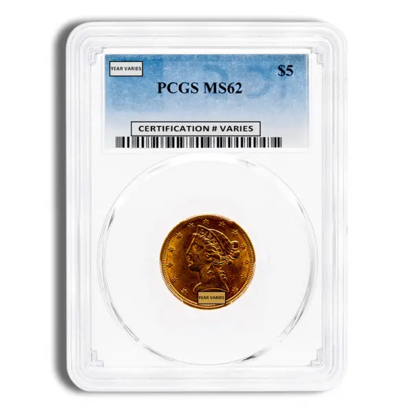 $5 Gold Liberty Half Eagle PCGS MS62