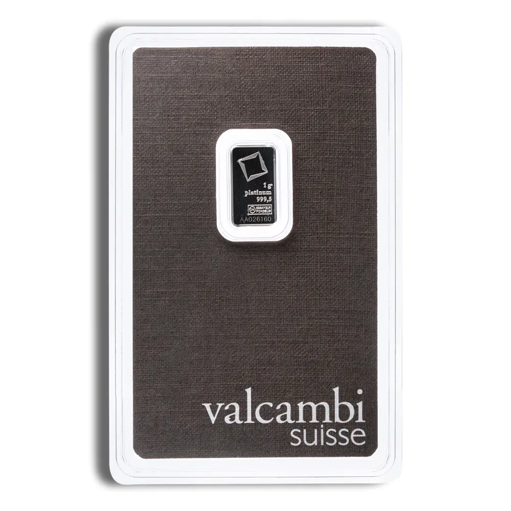 1 gram Platinum Bar Valcambi (Carded)