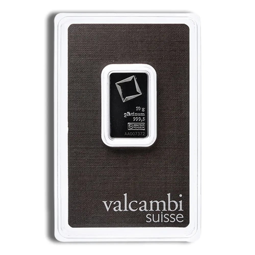 10 gram Platinum Bar Valcambi (Carded)