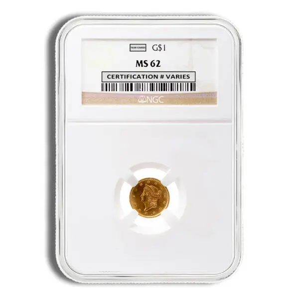 $1 Gold Liberty Type 1 NGC MS62