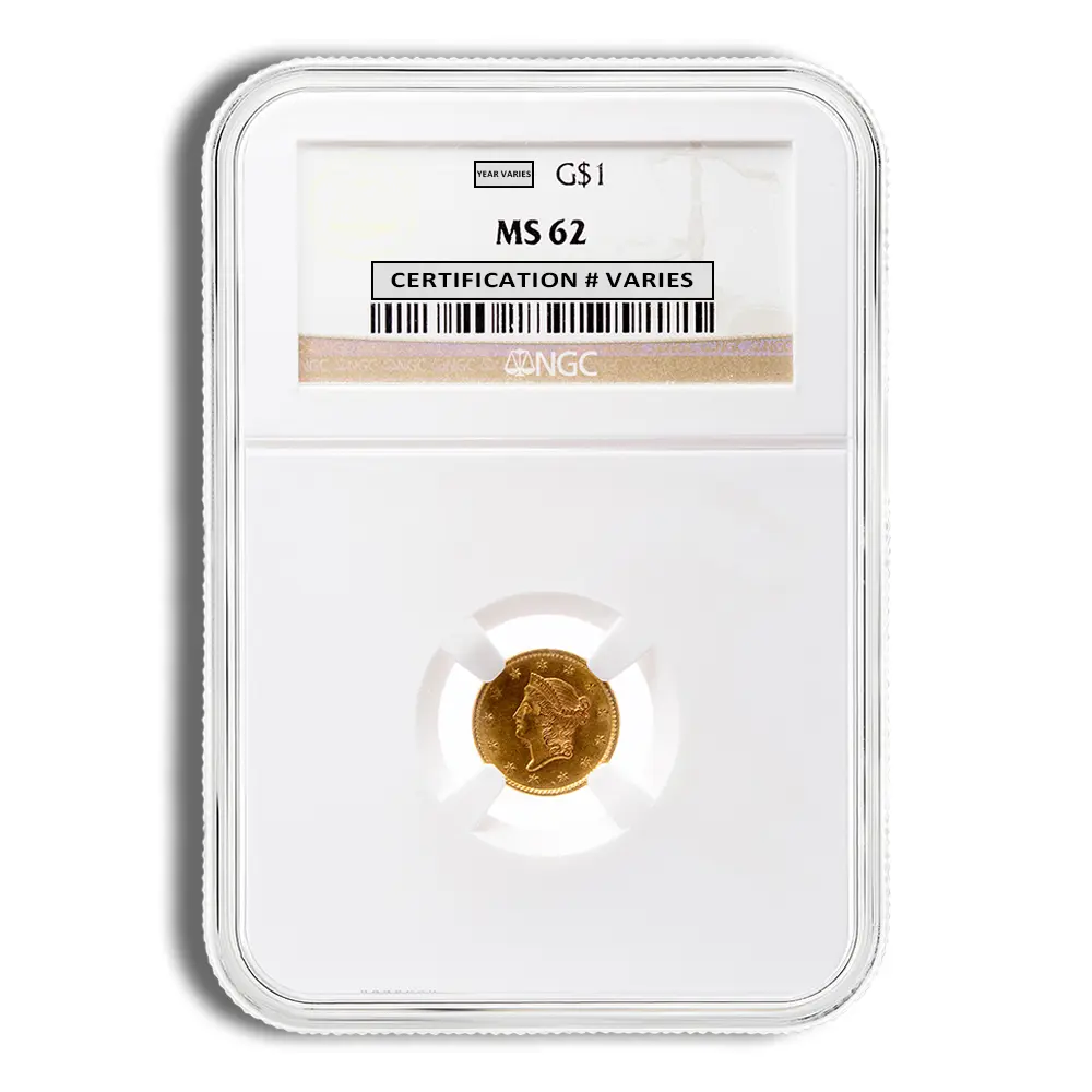 $1 Gold Liberty Type 1 NGC MS62