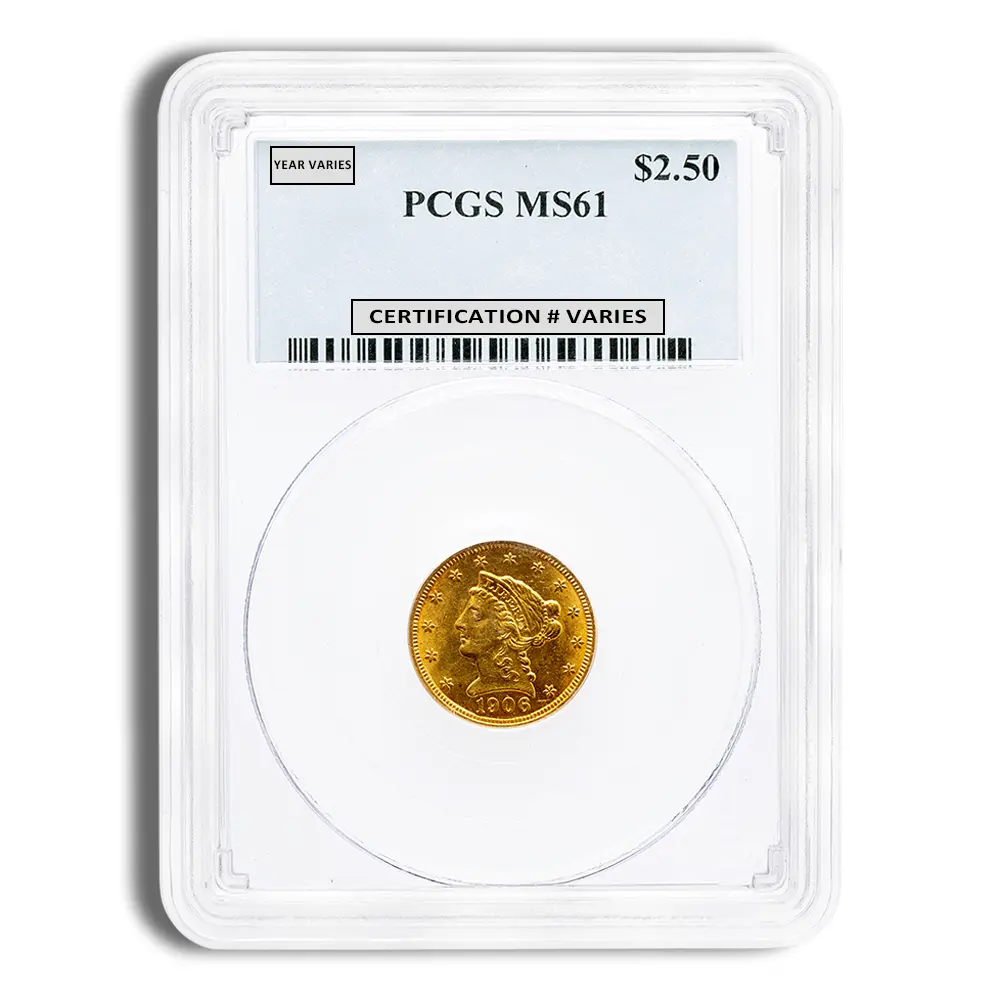 $2.5 Gold Liberty Quarter Eagle PCGS MS61