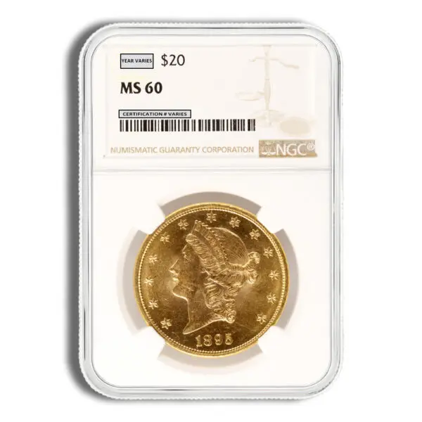 $20 Gold Liberty Double Eagle NGC MS60