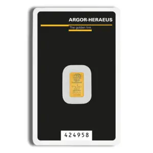 1 gram Gold Bar Argor-Heraeus (Carded)