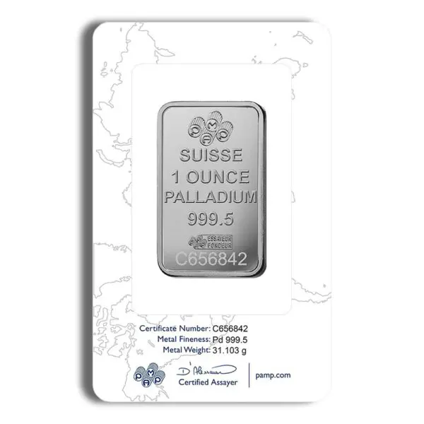 1oz Palladium Bar PAMP Fortuna (Carded)