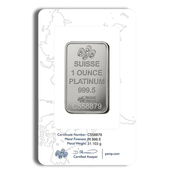 1oz Platinum Bar PAMP Fortuna (Carded)