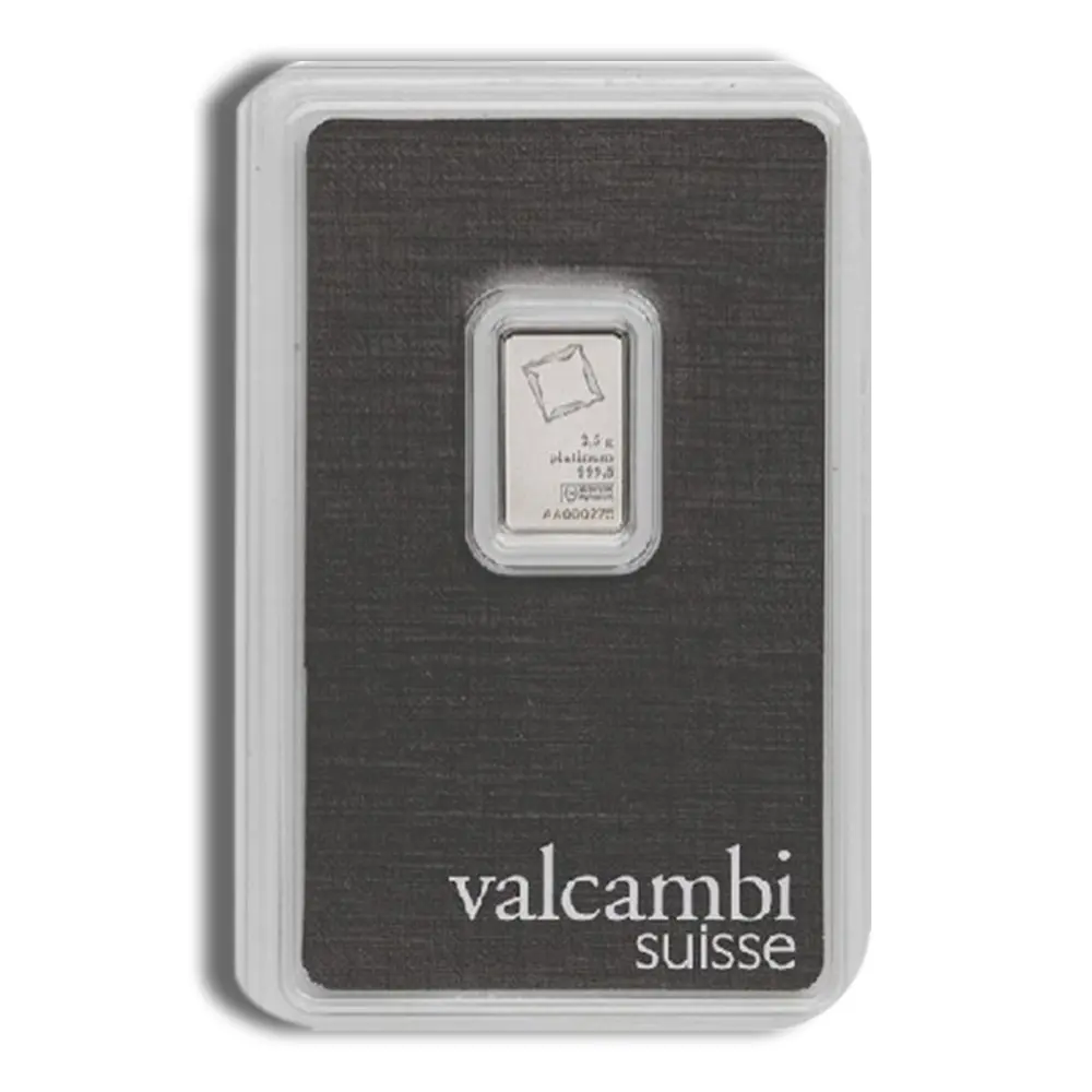 2.5 gram Platinum Bar Valcambi (Carded)