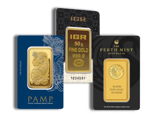 50 gram Gold Bar Brand Varies (Carded)