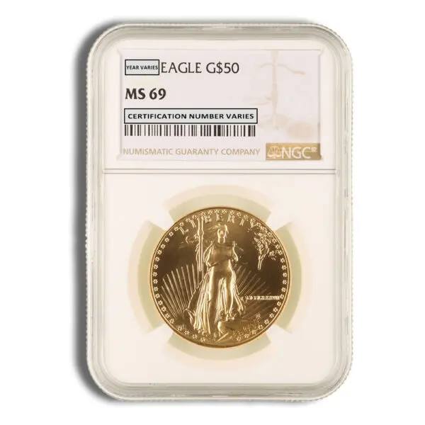 1987 1oz Gold Eagle $50 NGC MS69