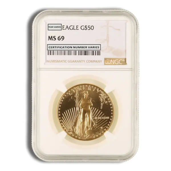 1989 1oz Gold Eagle $50 NGC MS69