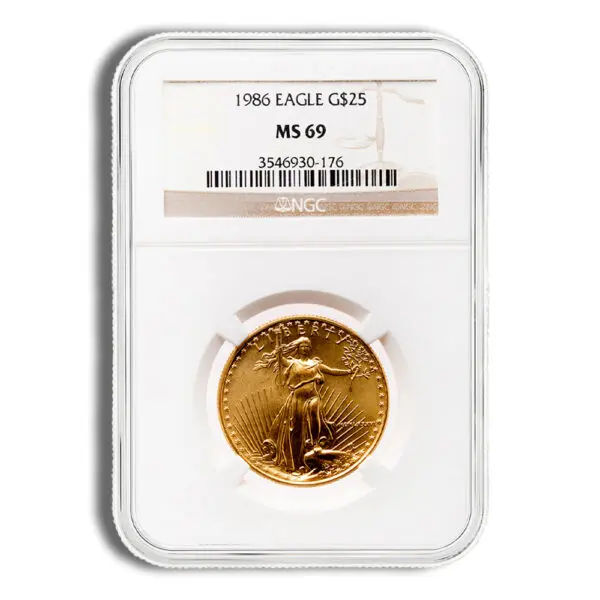 1986 1/2oz Gold Eagle $25 NGC MS69