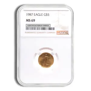 1987 1/10oz Gold Eagle $5 NGC MS69