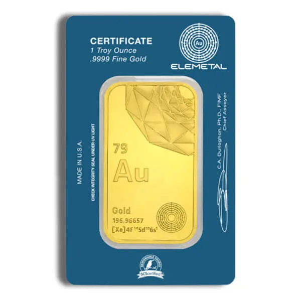 1oz Gold Bar Elemetal (Carded)