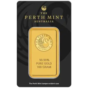 100 gram Gold Bar Perth Mint (Carded)